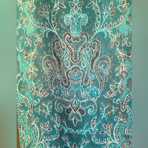 Preston & York teal scarf with fringe - Picture 1 of 4